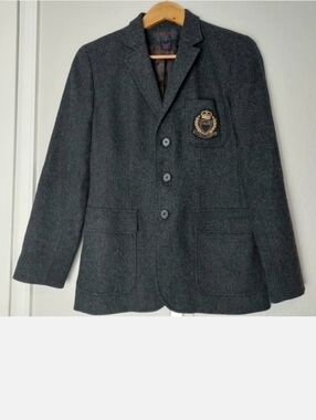 Ralph Lauren Embroidered Crown Crest Logo Patch Wool Charcoal Size 4